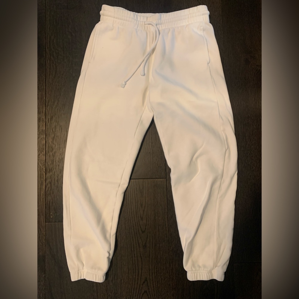 White Cozy Fleece Boyfriend Sweatpant